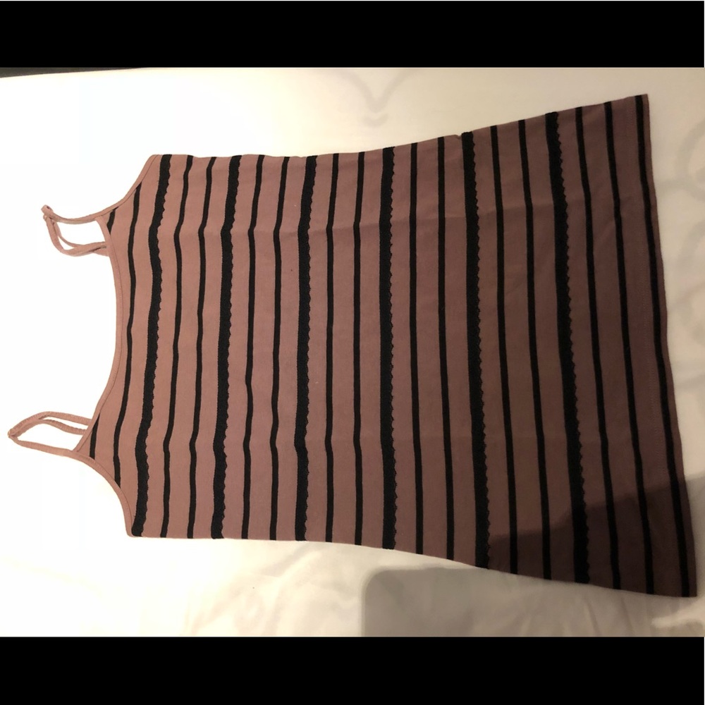 Striped tank with lace lining